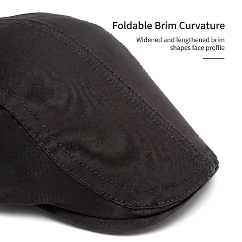 Herren Vintage Schiebermütze Newsboy Hat Gewaschene Baumwolle Ivy Baskenmütze Verstellbar Britischer Stil Outdoor