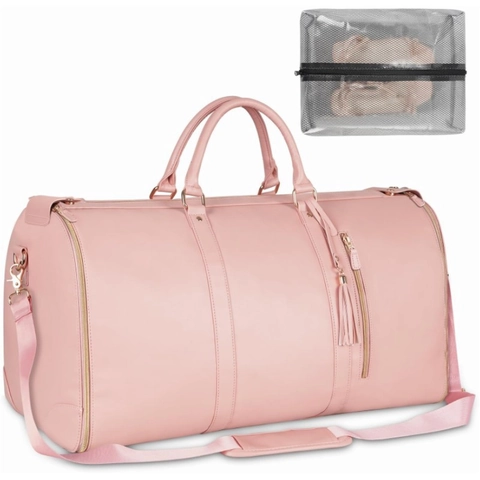 Große PU Leder Reisetasche Für Damen Faltbare Kleidersack Sporttasche Mit Schuhfach Wasserdichte Wochenendtasche