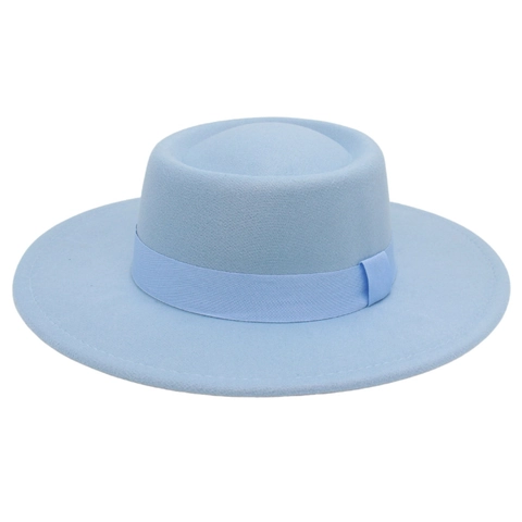 Flat Top Boater Hat Wide Brim Cotton Polyester Felt Fedora With Matching Ribbon Retro Fashion Elegant For Men Women