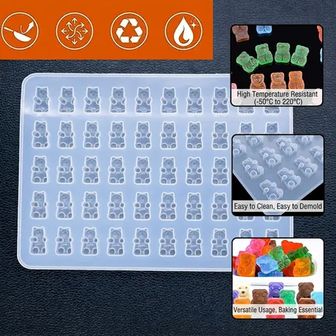 Molde De Silicona Osito Para Dulces Chocolate Resina Epoxi Yeso Aromaterapia Flexible Translúcido