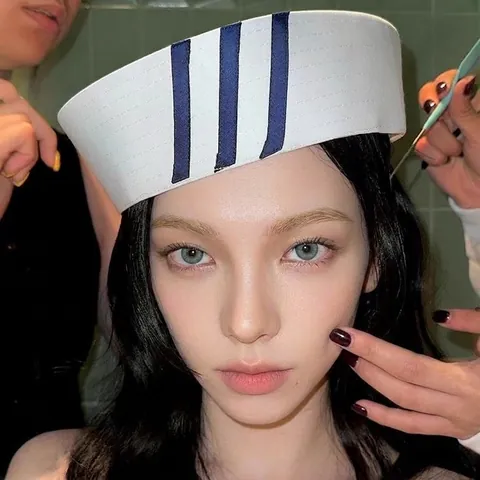 Sweet Striped Sailor Hat Navy Beret With Bowknot Lace Artificial Pearl Decoration Sun Protection Polyester JK Style For Women