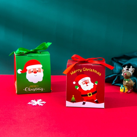 Scatole Regalo Di Natale Confezioni Caramelle Carta Con Fiocco In Nastro Motivo Babbo Natale Per Festa