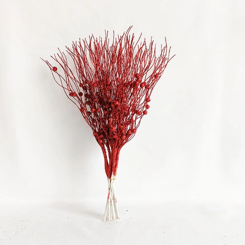 Artificial Glitter Branches Christmas Stems With Berries Foam Iron Wire DIY Floral Arrangement Festive Home Party Decor
