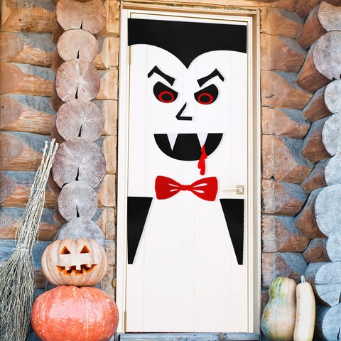 Halloween Decorazioni per Porte DIY Adesivi in Feltro Mummia Vampiro Fantasma Zucca Mietitore Mostro per Porta del Garage Decor