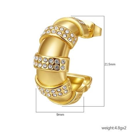 Orecchini A Cerchio A Forma Di C Da Donna Con Perno In Acciaio Inossidabile Zircone Lega A Righe Moda Di Lusso