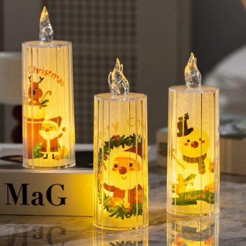 Lampada Candela Elettronica LED Di Natale Plastica Trasparente Senza Fiamma Luce Gialla Calda Decorazione Scrivania Luce Notturna