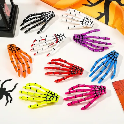 Skeleton Hand Hair Clips Halloween Plastic Spooky Ghost Claw Hairpins Women Gothic Party Accessories Novelty