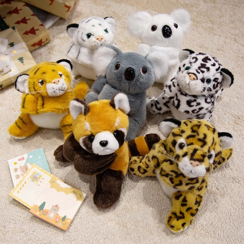 Animal Slap Bracelet Plush Toy Realistic Tiger Koala Leopard Snap Wristband Soft Stuffed Hugging Toy For Kids Party Gift