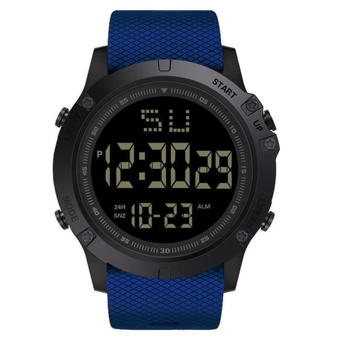 Men Digital Sport Watch Plastic Case PU Strap Alarm Chronograph LED Backlight Outdoor Casual Multi Functional Rugged