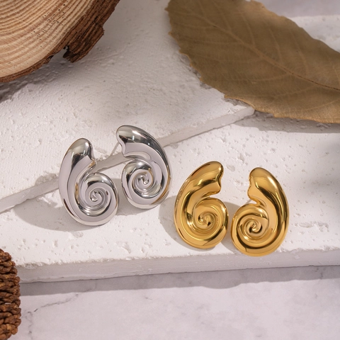Conch Spiral Ohrstecker 304 Edelstahl PVD Vergoldet Wasserdicht Hypoallergen Minimalistischer Geometrischer Schmuck Für Damen