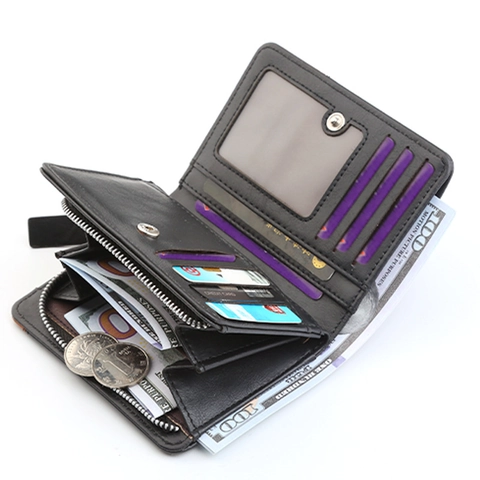 Herren Kurze Bifold Geldbörse PU Leder Vintage Patchwork Kartenfächer Reißverschluss Münzfach Business Casual
