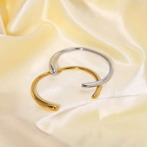 Minimalistische C-Vormige Open Armband 18K Verguld Roestvrij Staal Gepolijst Geometrische Bangle Voor Dames Heren