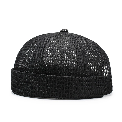 Berretto Docker Senza Tesa Mesh Traspirante Skull Cap Regolabile Estate Hip Hop Stile Cappello Per Uomini Donne Colore Solido Poliestere