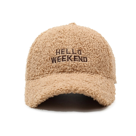 Gorra De Béisbol De Lana De Cordero Bordada Hello Weekend Cálida Gorro De Invierno De Felpa Ajustable Para Mujeres Hombres