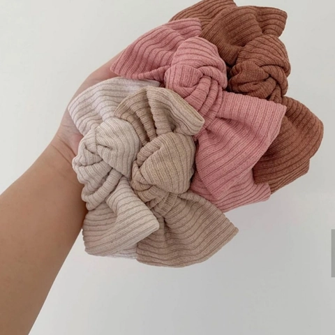 Fascia Per Capelli Neonato Fiocco Maglia Elastica Morbida Tinta Unita Accessori Per Capelli Bambini