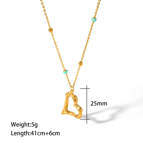 Vintage Roestvrijstalen Hol Hart Hanger Halsketting Voor Dames Vergulde O-Ketting Halsketting Retro Kralen Sieraden