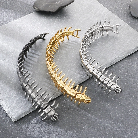 Bracciale Centipede Acciaio Inossidabile Punk Gothic Halloween Gioielli Uomini Forma Animale Hip Hop Streetwear Bangle