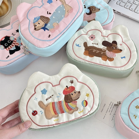 Estuche Para Lápices Animal Bordado Dibujos Animados Gran Capacidad Bolsa Almacenamiento Papelería Poliéster Para Estudiantes