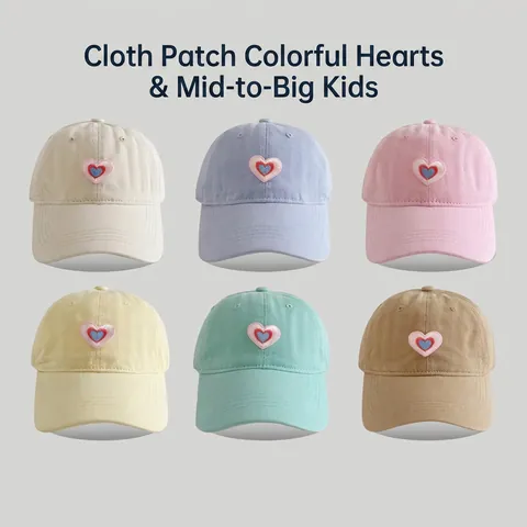 Adjustable Washed Cotton Baseball Cap With Heart Embroidery For Women And Kids Casual Outdoor Fashion Sun Hat Trucker Cap
