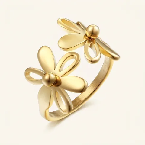 Edelstahl Sonnenblume Offener Ring Für Damen Verstellbar Schick Minimalistisch Metall Finger Schmuck Zubehör Für Den Alltag