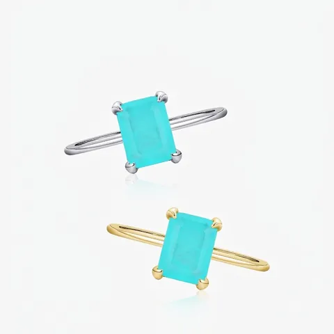 925 Sterling Silber Ring Smaragdschliff Türkis Simulant Minimalistisch Geometrisch Mode Schmuck Für Frauen Elegantes Geschenk