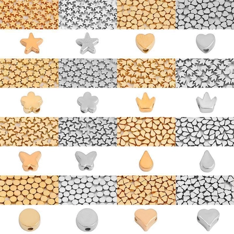 Perline Distanziatrici Varie Forme Stella Cuore Fiore Corona DIY Creazione Gioielli Plastica CCB Galvanizzata Oro Argento