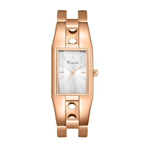 Orologio Al Quarzo Da Donna Quadrante Rettangolare Cinturino In Metallo Traforato Movimento Giapponese Resistente All'acqua