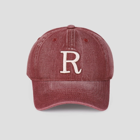 Casquette De Baseball En Denim Lavé Rétro Distressed Coton Broderie Lettre R Chapeau Ajustable À Bord Incurvé Pour Hommes Femmes