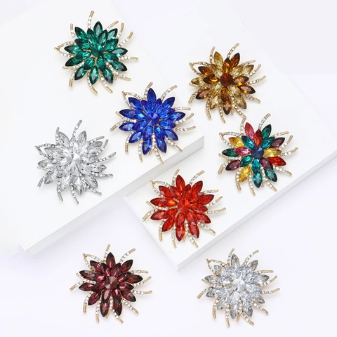 Legierung Strass Blume Brosche Für Frauen Kristall Sternenregen Anstecknadel Exquisiter Schmuck Für Hochzeit Party Mode