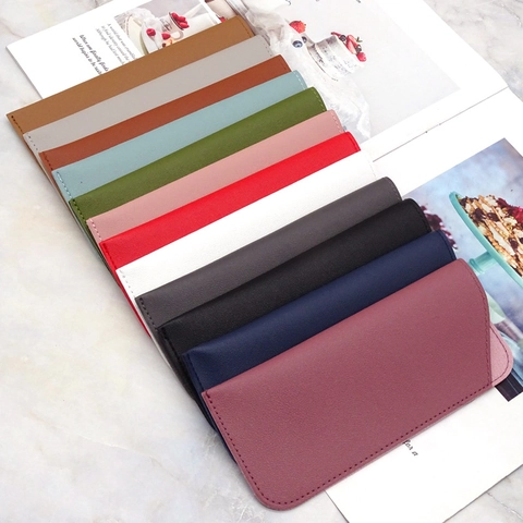 Portable Sunglasses Case PU Leather Soft Eyeglasses Pouch Minimalist Dustproof Protective Storage Bag For Men Women