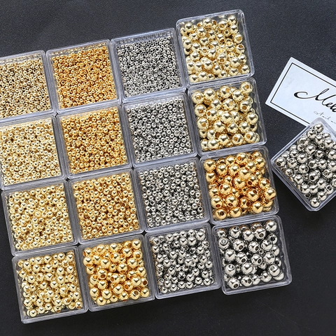 Perles D'espacement Rondes En Cuivre Plaqué Or Perles Mobiles Pour La Fabrication De Bijoux Bricolage Collier Bracelet