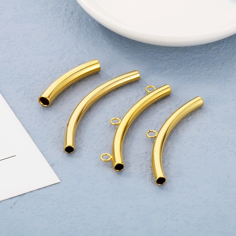 Cuentas De Tubo Curvo De Acero Inoxidable Conectores Deslizantes Huecos Con Anillos Soldados Para Hacer Joyas De Bricolaje