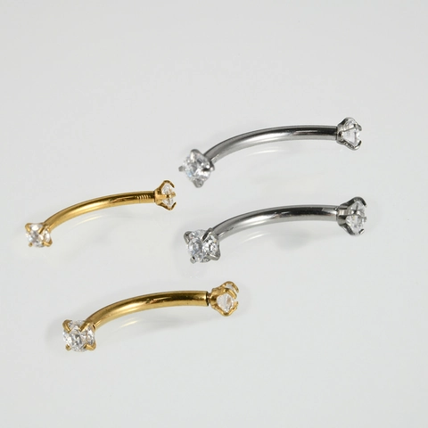Stainless Steel Zirconia Body Piercing Jewelry Internally Threaded Horseshoe Ring And Curved Barbell For Lip Nose Eyebrow