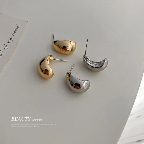 Minimalistische Geometrische C-Förmige Bohnen-Ohrstecker Legierung Metallschmuck Mit 925 Sterling Silber Ohrstecker Für Frauen