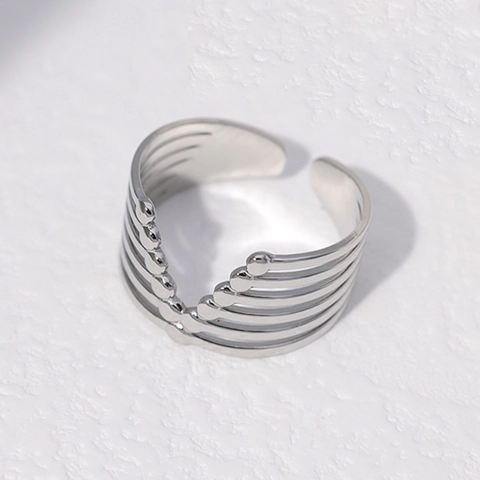 Multi Layer Offener Ring Edelstahl Verstellbar Geometrisch Hohl Statement Minimalistischer Schmuck Für Damen