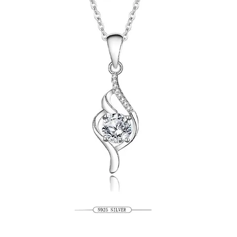 Collana con Ciondolo in Argento Sterling S925 Moissanite Design Intrecciato Elegante Zirconia Placcato Oro Rosa Donna