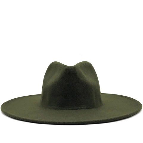 Fedora Hoed Met Brede Rand Van Imitatiewolvilt Effen Kleur Retro Jazz Pet Elegante Klassieke Stijl Dames Heren