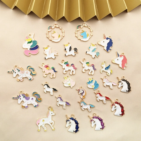 Ciondoli Unicorno Smalto Lega Di Zinco Per Creazione Gioielli Fai Da Te Collane Orecchini Accessori Per Portachiavi Stile Animale