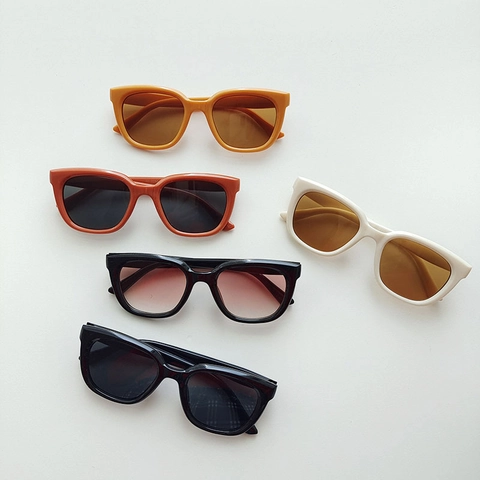 Lunettes De Soleil Enfant Protection UV400 Résine Cadre Carré Vintage Mode Lunettes Colorées Pour Filles Tout-Petits