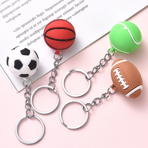 Sportball Schlüsselanhänger PVC Softkleber Basketball Fußball Tennis Rugby Form Schlüsselring Tasche Anhänger Sportliches Geschenk