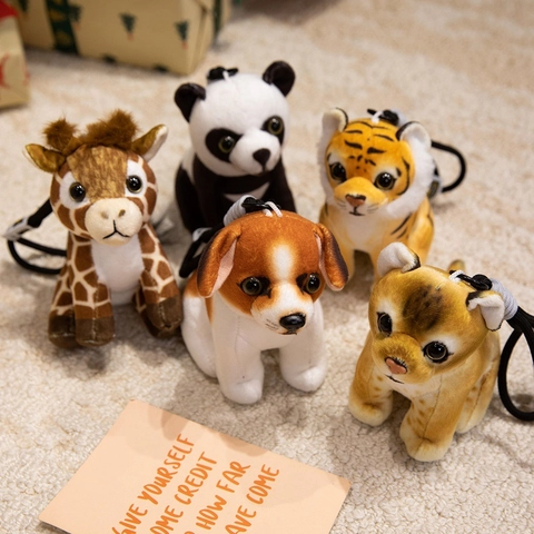 Mini Animale Peluche Portachiavi Giocattolo Morbido Imbottito Tigre Panda Gato Leone Borsa Pendente Decorazione Regalo Bambini Adulti