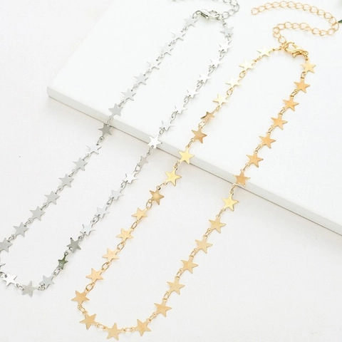 Collar De Estrella Aleación Colgante En Forma De Estrella Choker Para Mujeres Cadena De Clavícula Joyería Elegante Dulce Minimalista