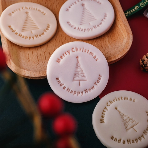 Stampo Per Biscotti Albero Di Natale Timbro Fondente Plastica PLA Lettera Merry Christmas Attrezzo Cucina Decorazione Torta