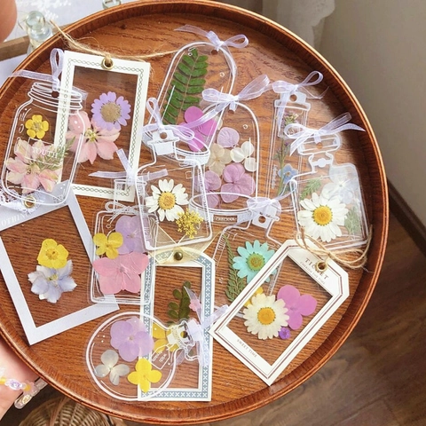 Adesivi In PET Trasparente Bottiglia Vintage Fiori Secchi Pianta Estetica DIY Scrapbooking Diario Forniture Decorative