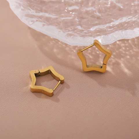 Star Stud Earrings Stainless Steel Minimalist Geometric Gold Color Fashion Jewelry For Women