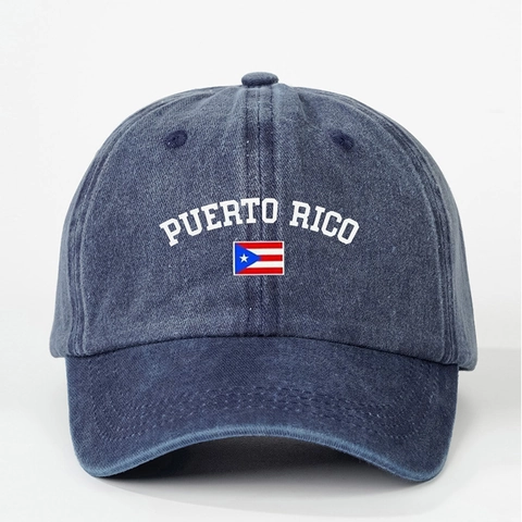 Puerto Rico Flag Baseball Cap Washed Cotton Distressed Retro Outdoor Sun Protection Adjustable Hat