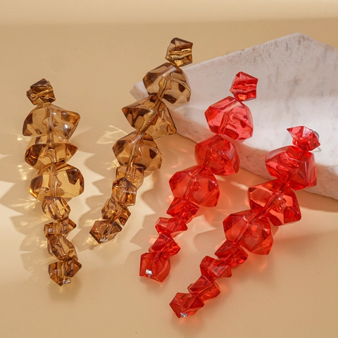 Geometrische Unregelmäßige Acryl Perlen Lange Ohrhänger Mit Edelstahl Ohrstecker Western Mode Schmuck Für Frauen