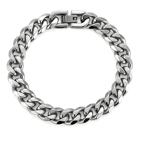 Pulsera De Cadena Cubana Para Hombre Acero Inoxidable Pulido Brillante Gruesa Joyería De Moda