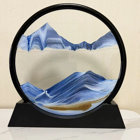 Modern Moving Sand Art Picture Round Glass 3D Mobile Sand Painting Deep Sea Sandscape Decor Stress Relief Desk Ornament
