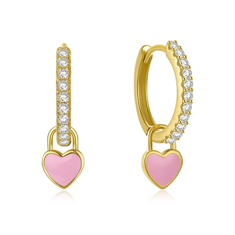 Heart Charm Hoop Earrings Colorful Enamel Zirconia Inlaid Copper Huggie Hoops Fashion Jewelry For Women